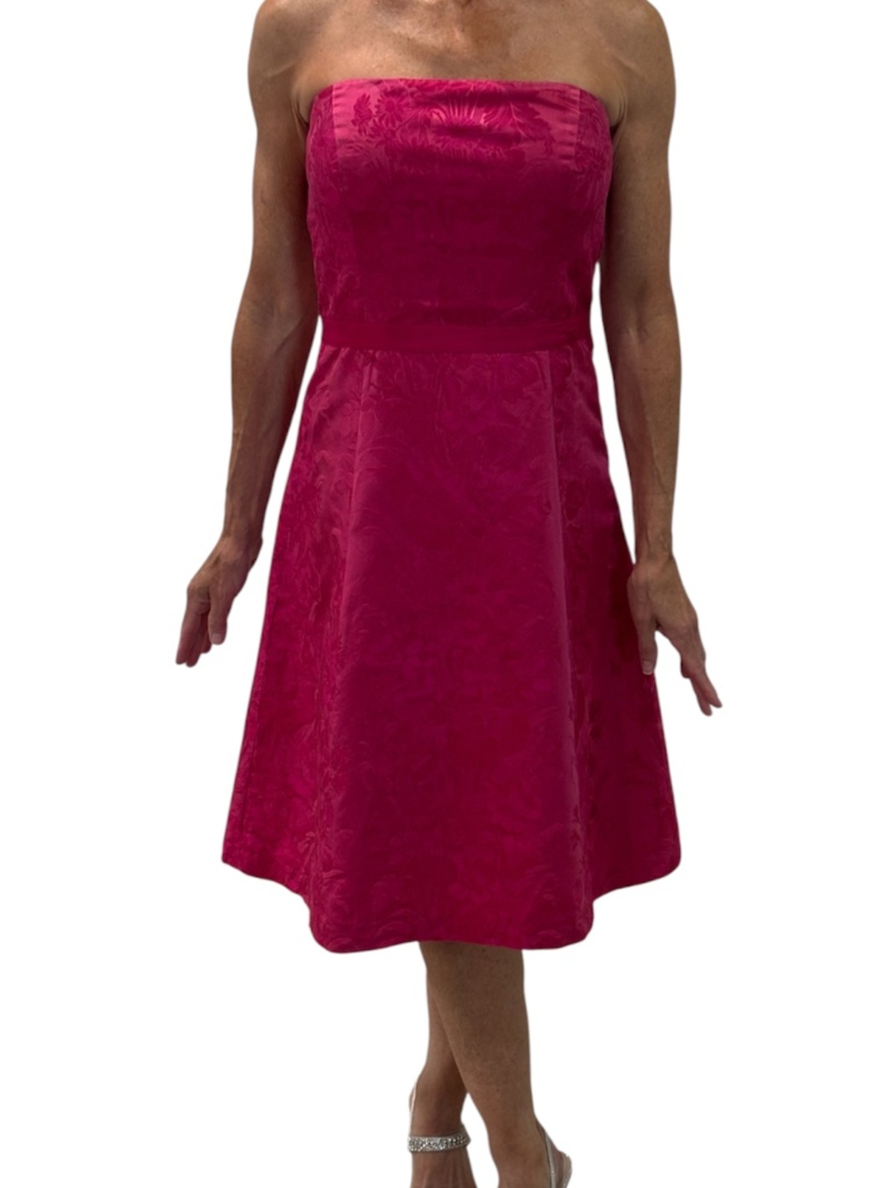 Ann Taylor Pink Brocade Silk Blend Strapless Dress - Size 4